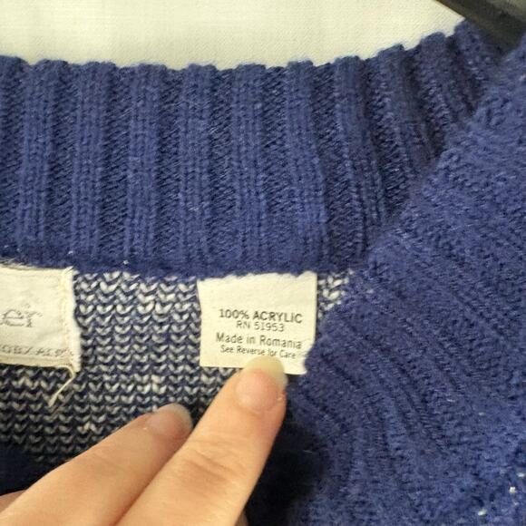 Rob Winter Sweater adult XL blue knit fair Isle Nordic geometric grandpa - Picture 5 of 6